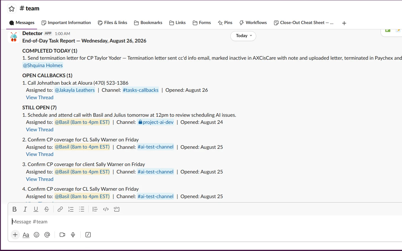 Slack AI Task Intelligence System: workflow 5