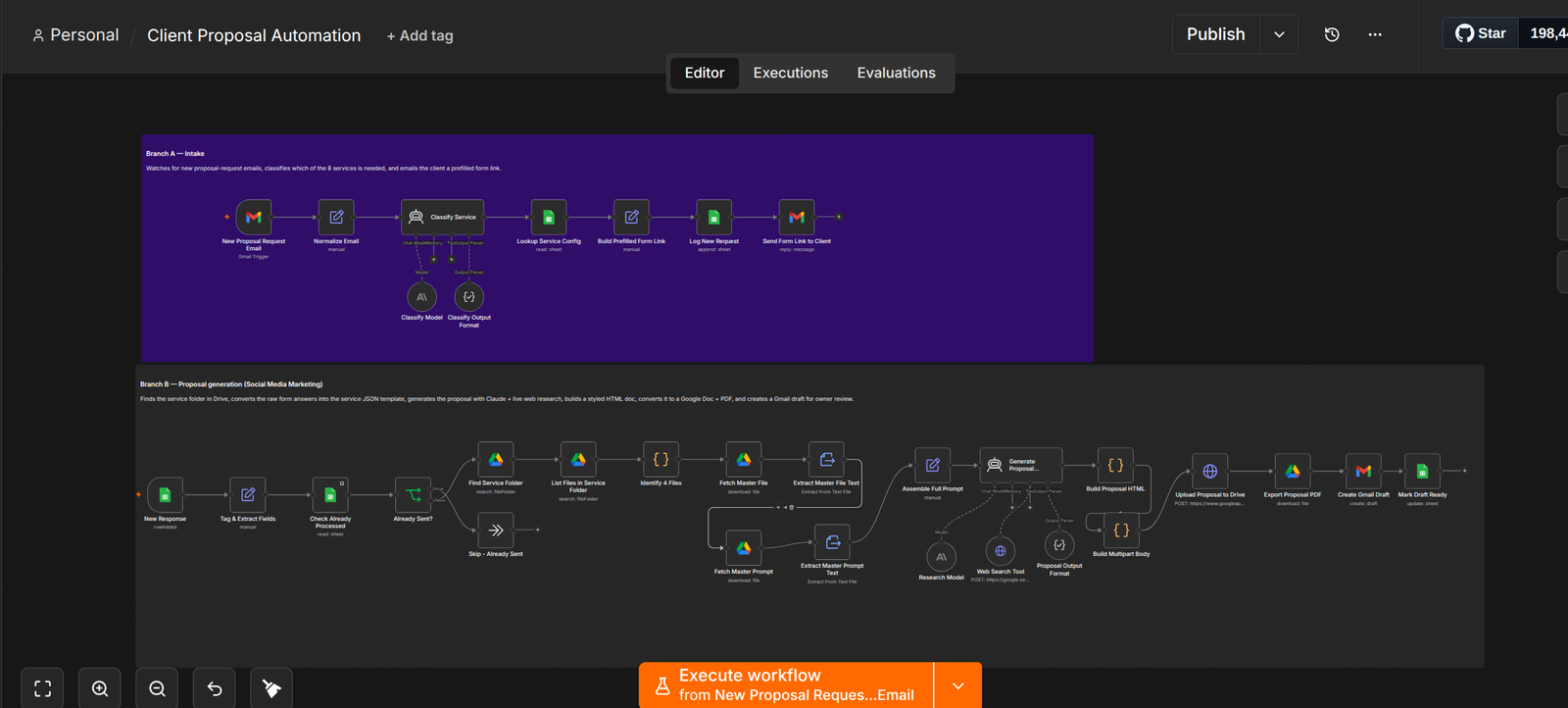 Client Proposal Automation Workflow screenshot